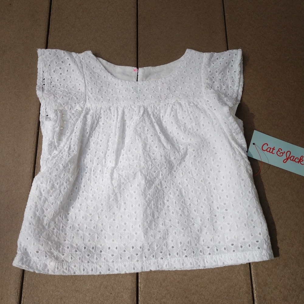 NWT Cat & Jack white punch detail toddler shirt